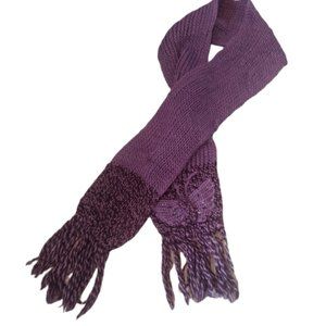Women's Purple Knit Scarf With Butterfly Design And Rhinestones-Winter-Gift
